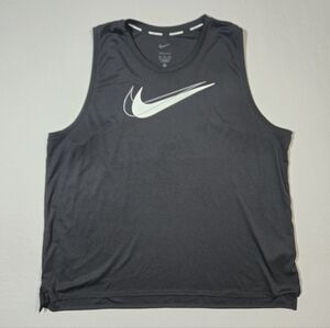 Nike Dri-FIT Athletic Tank Top Layered Swoosh Black Size XXL